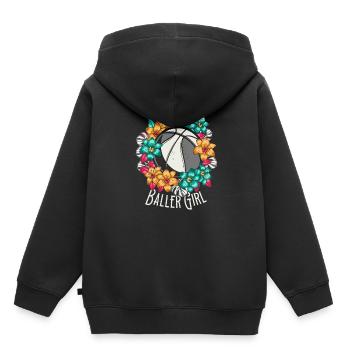 Basket-ball Fille Baller Fille - Sweat Premium à capuche enfant bio - noir - Dos - AI Model Kid Male (0cm)