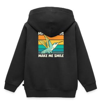 Kolibri Glückliche Freude - Kinder Premium Organic Hoodie - Schwarz - Hinten - AI Model Kid Male (0cm)