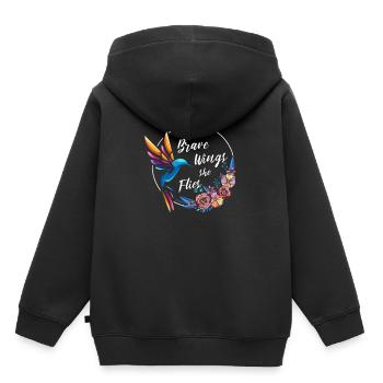 Kolibri Mutig Motivierend - Kinder Premium Organic Hoodie - Schwarz - Hinten - AI Model Kid Male (0cm)