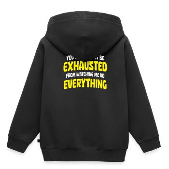 Humour noir - Sweat Premium à capuche enfant bio - noir - Dos - AI Model Kid Male (0cm)