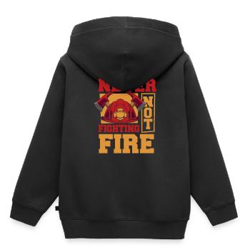 Feuerwehrmann - Kinder Premium Organic Hoodie - Schwarz - Hinten - AI Model Kid Male (0cm)