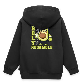 Rugby Avocat Holy Rugamole - Sweat Premium à capuche enfant bio - noir - Dos - AI Model Kid Male (0cm)
