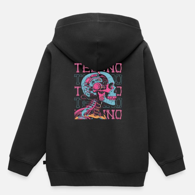 Techno Raver - Kinder Premium Organic Hoodie - Schwarz