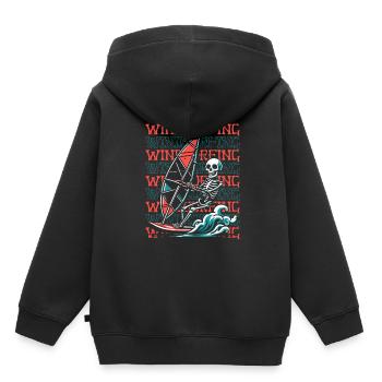 Planche à voile Planche à voile - Sweat Premium à capuche enfant bio - noir - Dos - AI Model Kid Male (0cm)