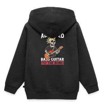 Bassiste, Guitare basse, Basser Skeleton - Sweat Premium à capuche enfant bio - noir - Dos - AI Model Kid Male (0cm)