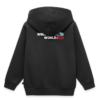 Windsurfen Windsurfer Planche à voile sur World Off - Sweat Premium à capuche enfant bio - noir - Dos - AI Model Kid Male (0cm)
