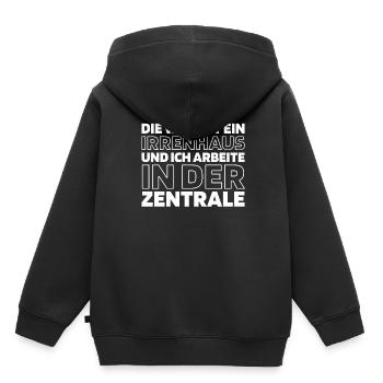 Humour noir - Sweat Premium à capuche enfant bio - noir - Dos - AI Model Kid Male (0cm)