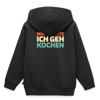 cuisiner cuisiner j’en ai assez je vais cuisiner - Sweat Premium à capuche enfant bio - noir - Dos - AI Model Kid Male (0cm)