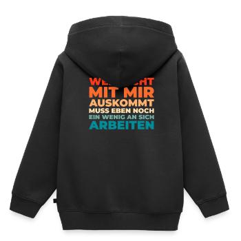 Humour noir Travail drôle Discours drôles - Sweat Premium à capuche enfant bio - noir - Dos - AI Model Kid Male (0cm)