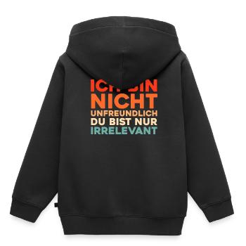 Humour noir - Sweat Premium à capuche enfant bio - noir - Dos - AI Model Kid Male (0cm)