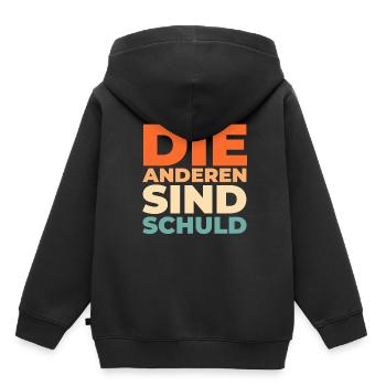 Schwarzer Humor Die Anderen Sind Schuld - Kinder Premium Organic Hoodie - Schwarz - Hinten - AI Model Kid Male (0cm)