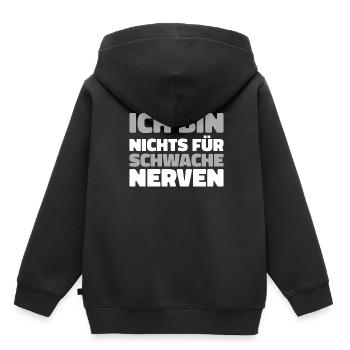 Humour noir - Sweat Premium à capuche enfant bio - noir - Dos - AI Model Kid Male (0cm)