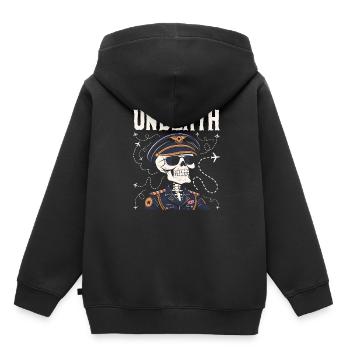 Pilote d’avion Squelette Mort-Mort - Sweat Premium à capuche enfant bio - noir - Dos - AI Model Kid Male (0cm)