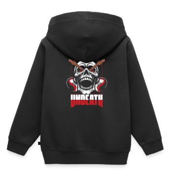 E Gitarre Elektrogitarre Schädel Undeath - Kinder Premium Organic Hoodie - Schwarz - Hinten - AI Model Kid Male (0cm)