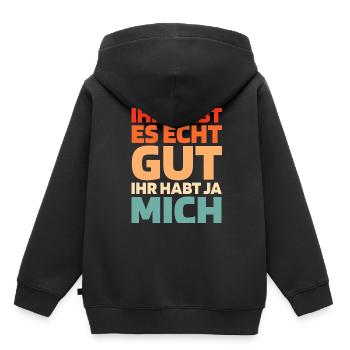 Humour noir - Sweat Premium à capuche enfant bio - noir - Dos - AI Model Kid Male (0cm)