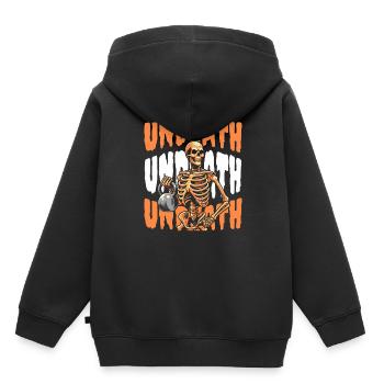 Kettlebell Squelette Mort-Mort - Sweat Premium à capuche enfant bio - noir - Dos - AI Model Kid Male (0cm)