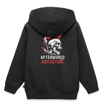 E Gitarre Elektrogitarre Schädel - Kinder Premium Organic Hoodie - Schwarz - Hinten - AI Model Kid Male (0cm)