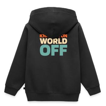 Tricot frappé sur World Off - Sweat Premium à capuche enfant bio - noir - Dos - AI Model Kid Male (0cm)