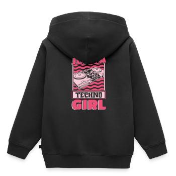 Techno Raver Juste une Techno Girl - Sweat Premium à capuche enfant bio - noir - Dos - AI Model Kid Male (0cm)