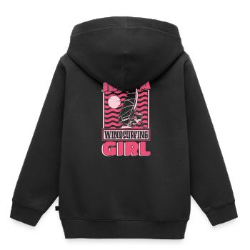 Windsurfen Windsurfer Juste une fille de planche à voile - Sweat Premium à capuche enfant bio - noir - Dos - AI Model Kid Male (0cm)