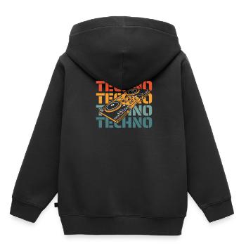 Techno Raver - Sweat Premium à capuche enfant bio - noir - Dos - AI Model Kid Male (0cm)