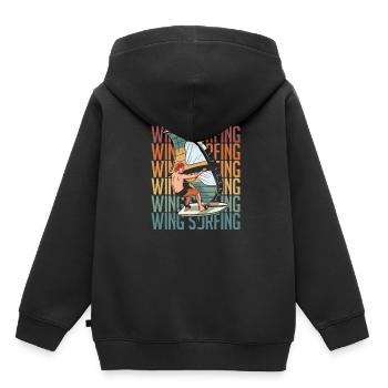 Wing Surf Wing Foil - Kinder Premium Organic Hoodie - Schwarz - Hinten - AI Model Kid Male (0cm)