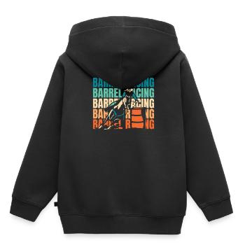 Courses de barils Équitation western Courses de barils - Sweat Premium à capuche enfant bio - noir - Dos - AI Model Kid Male (0cm)