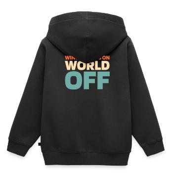 Wing Surf Wing Foil Wing Surfing On World Off - Sweat Premium à capuche enfant bio - noir - Dos - AI Model Kid Male (0cm)