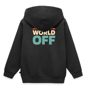 Ultramarathon Ultra Marathon On World Off - Sweat Premium à capuche enfant bio - noir - Dos - AI Model Kid Male (0cm)