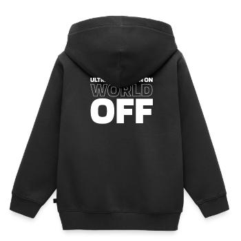 Ultramarathon Ultra Marathon On World Off - Sweat Premium à capuche enfant bio - noir - Dos - AI Model Kid Male (0cm)