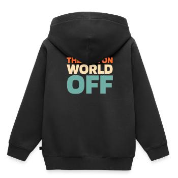 Acteur de théâtre Théâtre On World Off - Sweat Premium à capuche enfant bio - noir - Dos - AI Model Kid Male (0cm)