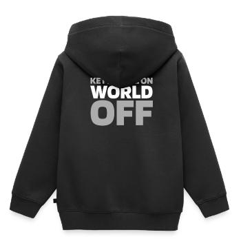 Kettlebell Kettlebell On World Off - Kinder Premium Organic Hoodie - Schwarz - Hinten - AI Model Kid Male (0cm)