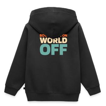Bloc Bloc Bloc On World Off - Sweat Premium à capuche enfant bio - noir - Dos - AI Model Kid Male (0cm)