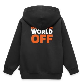 Basket-ball Basketballer Basket-ball sur World Off - Sweat Premium à capuche enfant bio - noir - Dos - AI Model Kid Male (0cm)