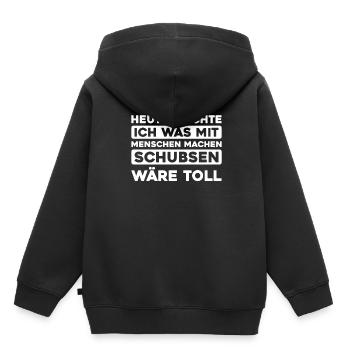 Humour noir - Sweat Premium à capuche enfant bio - noir - Dos - AI Model Kid Male (0cm)