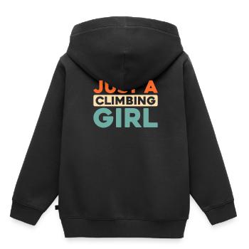 Grimpeuse d’escalade juste une grimpeuse - Sweat Premium à capuche enfant bio - noir - Dos - AI Model Kid Male (0cm)