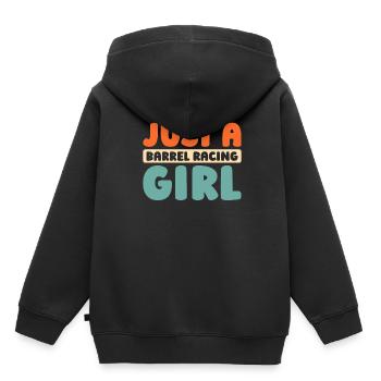 Courses de barils Équitation western Courses de barils - Sweat Premium à capuche enfant bio - noir - Dos - AI Model Kid Male (0cm)