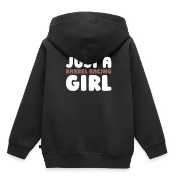Courses de barils Équitation western Courses de barils - Sweat Premium à capuche enfant bio - noir - Dos - AI Model Kid Male (0cm)