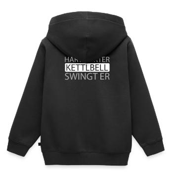 Kettlebell - Kinder Premium Organic Hoodie - Schwarz - Hinten - AI Model Kid Male (0cm)