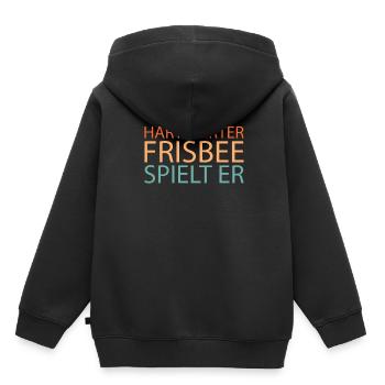 Frisbee - Kinder Premium Organic Hoodie - Schwarz - Hinten - AI Model Kid Male (0cm)