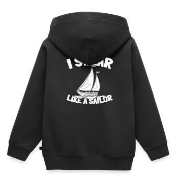 Voilier Marin Voilier Jurer Comme Un Marin - Sweat Premium à capuche enfant bio - noir - Dos - AI Model Kid Male (0cm)