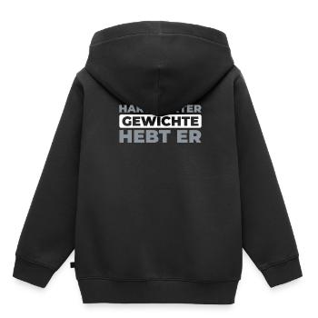 Haltère - Sweat Premium à capuche enfant bio - noir - Dos - AI Model Kid Male (0cm)