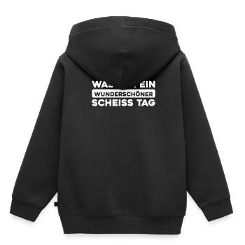 Humour noir - Sweat Premium à capuche enfant bio - noir - Dos - AI Model Kid Male (0cm)