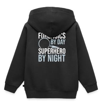 Experts médico-légaux - Sweat Premium à capuche enfant bio - noir - Dos - AI Model Kid Male (0cm)