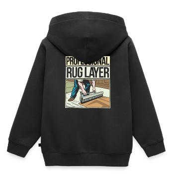 Installateur de tapis - Sweat Premium à capuche enfant bio - noir - Dos - AI Model Kid Male (0cm)
