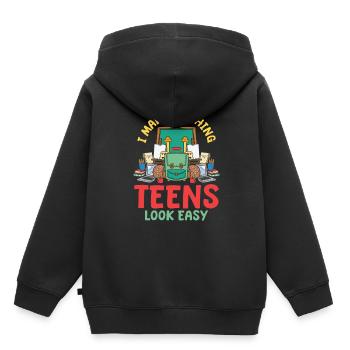 Professeur de lycée - Sweat Premium à capuche enfant bio - noir - Dos - AI Model Kid Male (0cm)