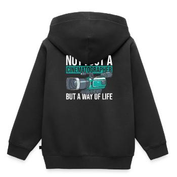 Kameramann - Kinder Premium Organic Hoodie - Schwarz - Hinten - AI Model Kid Male (0cm)