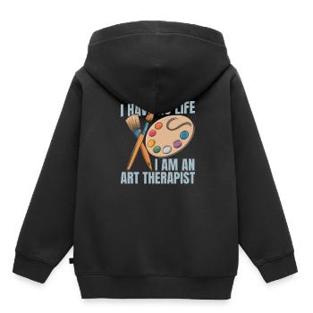 Art-thérapeute - Sweat Premium à capuche enfant bio - noir - Dos - AI Model Kid Male (0cm)