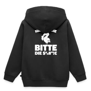 Flamingo Halten Sie Bitte Die Fresse - Kinder Premium Organic Hoodie - Schwarz - Hinten - AI Model Kid Male (0cm)