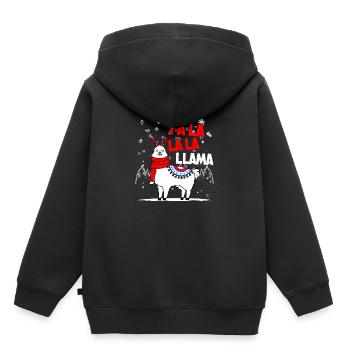 Cadeau de Noël Falalalala Llama - Sweat Premium à capuche enfant bio - noir - Dos - AI Model Kid Male (0cm)